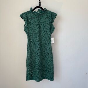 NWT Emerald Green Lace Midi Dress Size M – $199 Retail